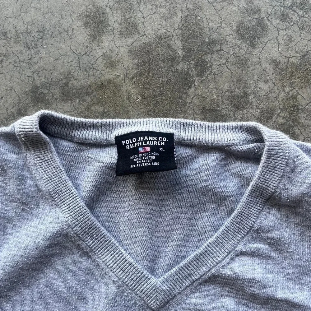 Polo jeans co Ralph Lauren grey blank v neck sweater XL